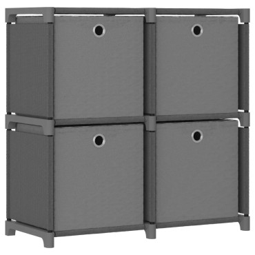 vidaXL Ραφιέρα με 4 Κύβους & Κουτιά Γκρι 69x30x72,5cm Υφασμάτινη 1 τεμ.