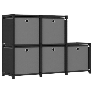 vidaXL Ραφιέρα με 5 Κύβους & Κουτιά Μαύρη 103x30x72,5cm Υφασμάτινη 1 τεμ.