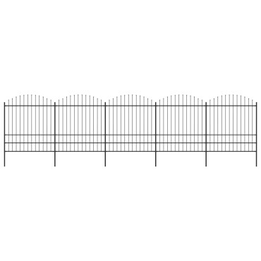 vidaXL Κάγκελα Περίφραξης με Λόγχες Μαύρα (1,75-2)x8,5 μ. Ατσάλινα