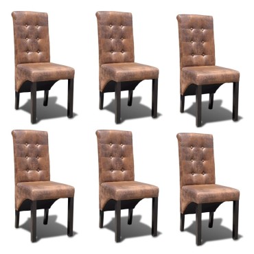 vidaXL Καρέκλες Τραπεζαρίας 6 τεμ. Καφέ από Συνθετικό Δέρμα 42x56x95cm