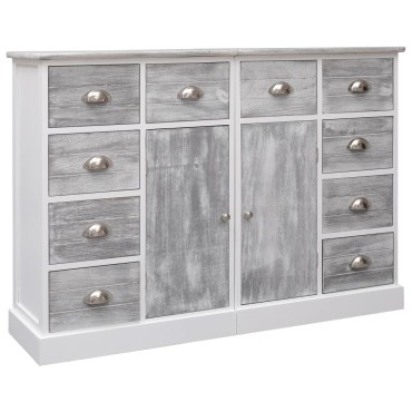 vidaXL Ντουλάπι με 10 Συρτάρια Γκρι 113x30x79cm από Ξύλο 1 τεμ.