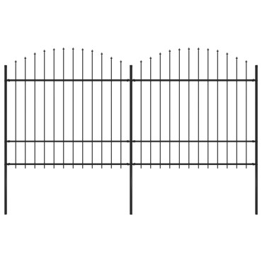vidaXL Κάγκελα Περίφραξης με Λόγχες Μαύρα (1,5-1,75)x3,4 μ. Ατσάλινα