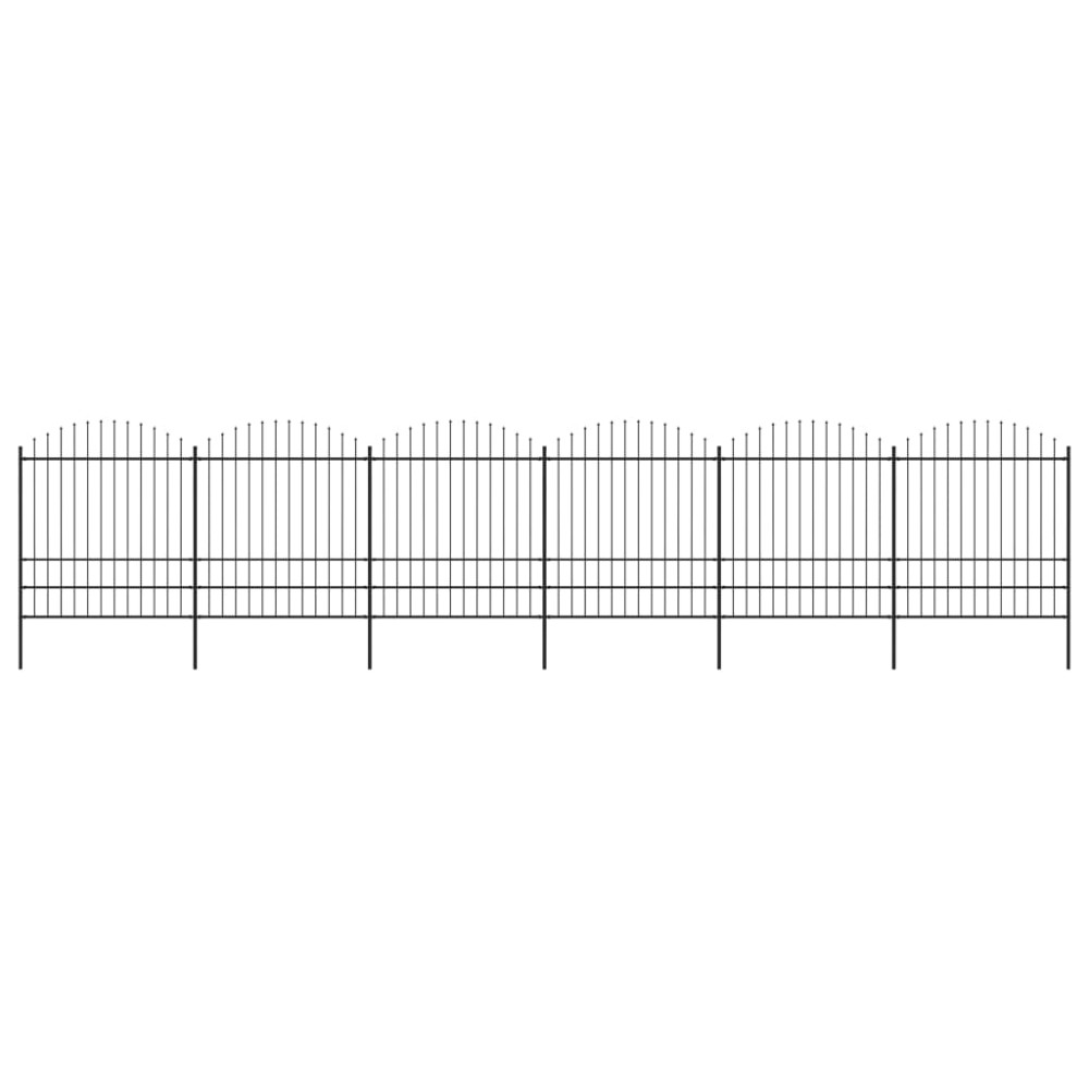 vidaXL Κάγκελα Περίφραξης με Λόγχες Μαύρα (1,75-2)x10,2 μ. Ατσάλινα