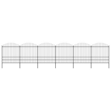 vidaXL Κάγκελα Περίφραξης με Λόγχες Μαύρα (1,75-2) x 10,2 μ. Ατσάλινα