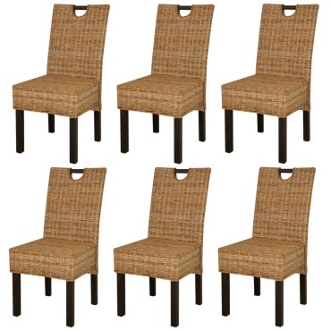 vidaXL Καρέκλες Τραπεζαρίας 6 τεμ. από Ρατάν Kubu και Ξύλο Μάνγκο 46x57x96cm