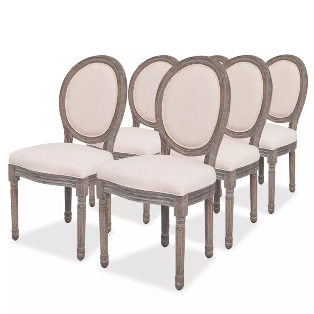 vidaXL Καρέκλες Τραπεζαρίας 6 τεμ. Κρεμ Υφασμάτινες 50x56x95,5cm