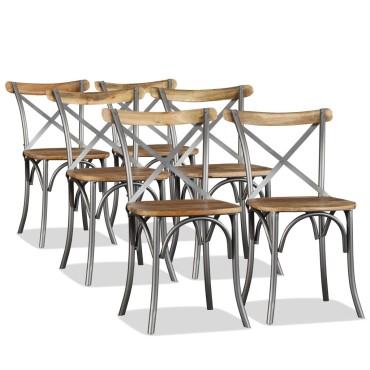 vidaXL Καρέκλες Τραπεζαρίας 6 τεμ. από Μασίφ Ξύλο Μάνγκο και Ατσάλι 51x52x84cm