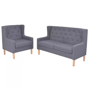 vidaXL Σετ Καναπέ 2 τεμ. Γκρι από Ύφασμα 76x68x90cm  Διθέσιος