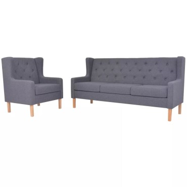 vidaXL Σετ Καναπέ 2 τεμ. Γκρι από Ύφασμα 76x68x90cm  Τριθέσιος