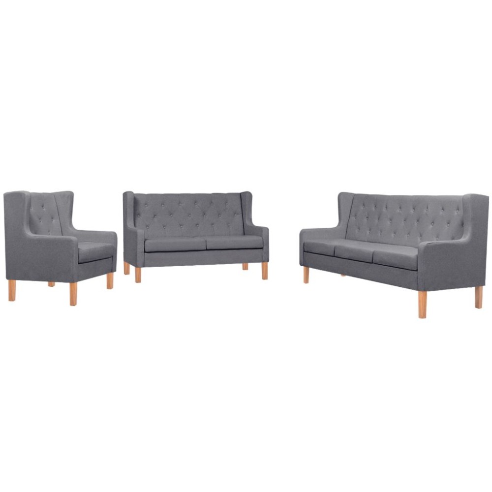 vidaXL Σετ Καναπέ 3 τεμ. Γκρι από Ύφασμα 76x68x90cm  Διθέσιος Τριθέσιος