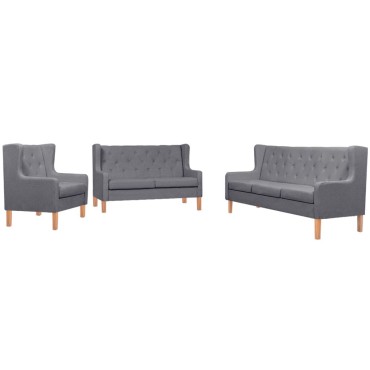 vidaXL Σετ Καναπέ 3 τεμ. Γκρι από Ύφασμα 76x68x90cm  Διθέσιος Τριθέσιος