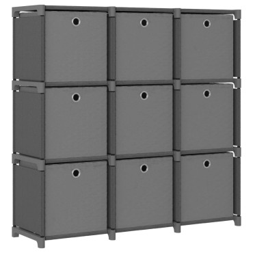 vidaXL Ραφιέρα με 9 Κύβους & Κουτιά Γκρι 103x30x107,5cm Υφασμάτινη 1 τεμ.