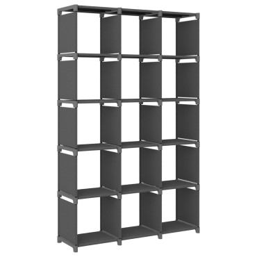 vidaXL Ραφιέρα με 15 Κύβους & Κουτιά Γκρι 103x30x175,5cm Υφασμάτινη 1 τεμ.