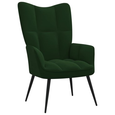 vidaXL Πολυθρόνα Relax Σκούρο Πράσινο Βελούδινη 61x70x96,5cm 1 τεμ.
