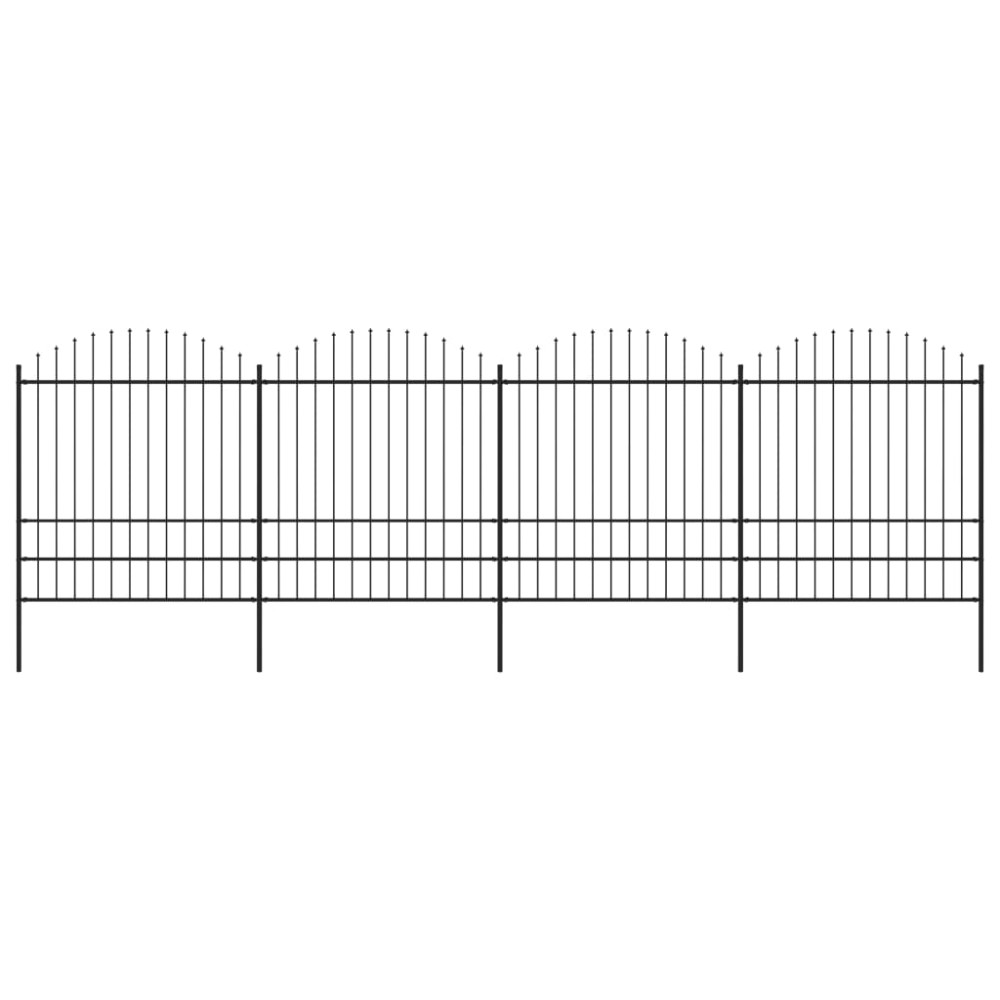 vidaXL Κάγκελα Περίφραξης με Λόγχες Μαύρα (1,75-2)x6,8 μ. Ατσάλινα