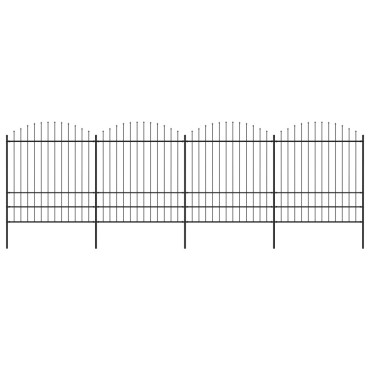 vidaXL Κάγκελα Περίφραξης με Λόγχες Μαύρα (1,75-2)x6,8 μ. Ατσάλινα
