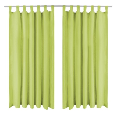 vidaXL Κουρτίνες με Θηλιές 2 τεμ. Πράσινες 140x225cm από Microsatin