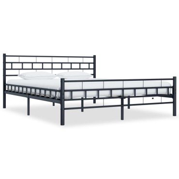 vidaXL Πλαίσιο Κρεβατιού Μαύρο 160x200cm Ατσάλινο 1 τεμ. - Διπλό