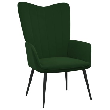 vidaXL Πολυθρόνα Relax Σκούρο Πράσινο Βελούδινη 61x70x96,5cm 1 τεμ.
