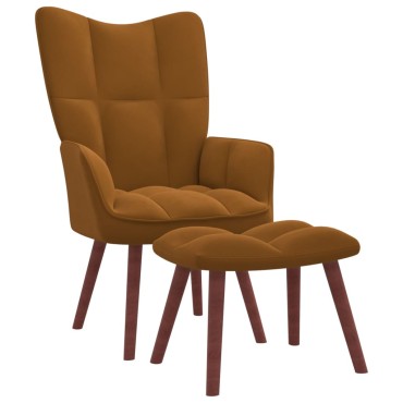 vidaXL Πολυθρόνα Relax Καφέ Βελούδινη με Σκαμπό 61,5x69x95,5cm 1 τεμ.