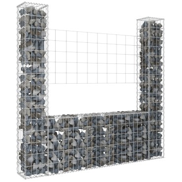 vidaXL Συρματοκιβώτιο σε U Σχήμα με 2 Στύλους 140x20x150cm Σιδερένιο