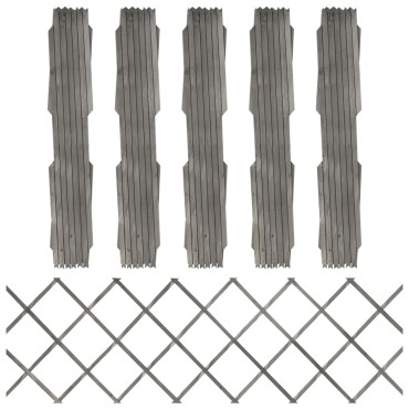 vidaXL Καφασωτό Φράχτης 5 τεμ. Γκρι 180x60cm από Μασίφ Ξύλο Ελάτης