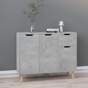 vidaXL Μπουφές Γκρι Σκυροδ. 90x30x72cm από Επεξεργασμένο Ξύλο 1 τεμ.