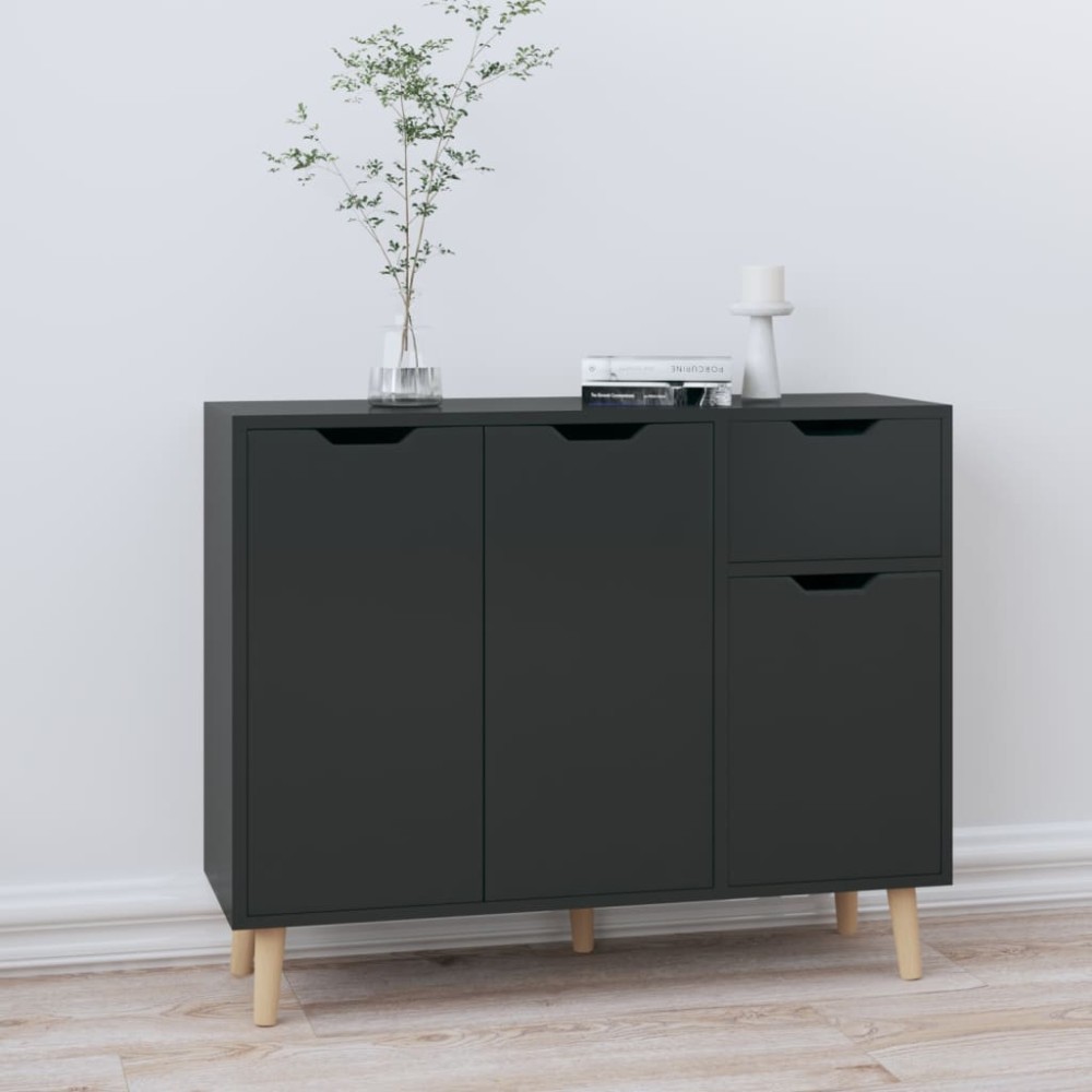 vidaXL Μπουφές Γυαλιστερό Μαύρο 90x30x72cm Επεξεργασμένο Ξύλο 1 τεμ.
