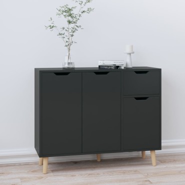 vidaXL Μπουφές Γυαλιστερό Μαύρο 90x30x72cm Επεξεργασμένο Ξύλο 1 τεμ.