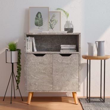 vidaXL Μπουφές Γκρι Σκυροδέματος 60x30x72cm Επεξεργασμένο Ξύλο 1 τεμ.