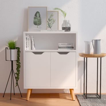 vidaXL Μπουφές Γυαλιστερό Λευκό 60x30x72cm από Επεξεργασμένο Ξύλο 1 τεμ.