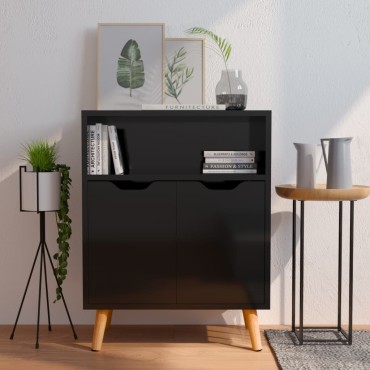 vidaXL Μπουφές Γυαλιστερό Μαύρο 60x30x72cm Επεξεργασμένο Ξύλο 1 τεμ.