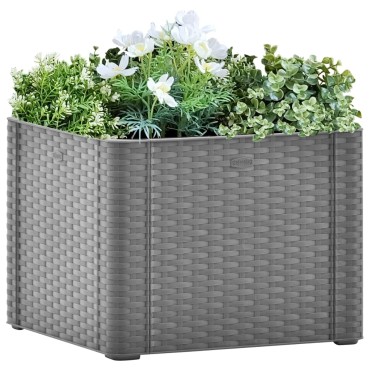 vidaXL Ζαρντινιέρα Κήπου Γκρι 43x43x33 εκ. με Αυτόματο Πότισμα