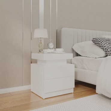 vidaXL Κομοδίνο Λευκό 40x35x52cm από Επεξεργ. Ξύλο 1 τεμ.