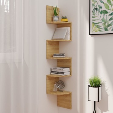 vidaXL Γωνιακή Ραφιέρα Τοίχου Sonoma Δρύς 19x19x123cm από Επεξ. Ξύλο 1 τεμ.