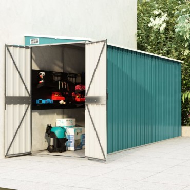 vidaXL Αποθήκη Κήπου Επιτοίχια Πράσινη 118x382x178 εκ από Γαλβ. Ατσάλι