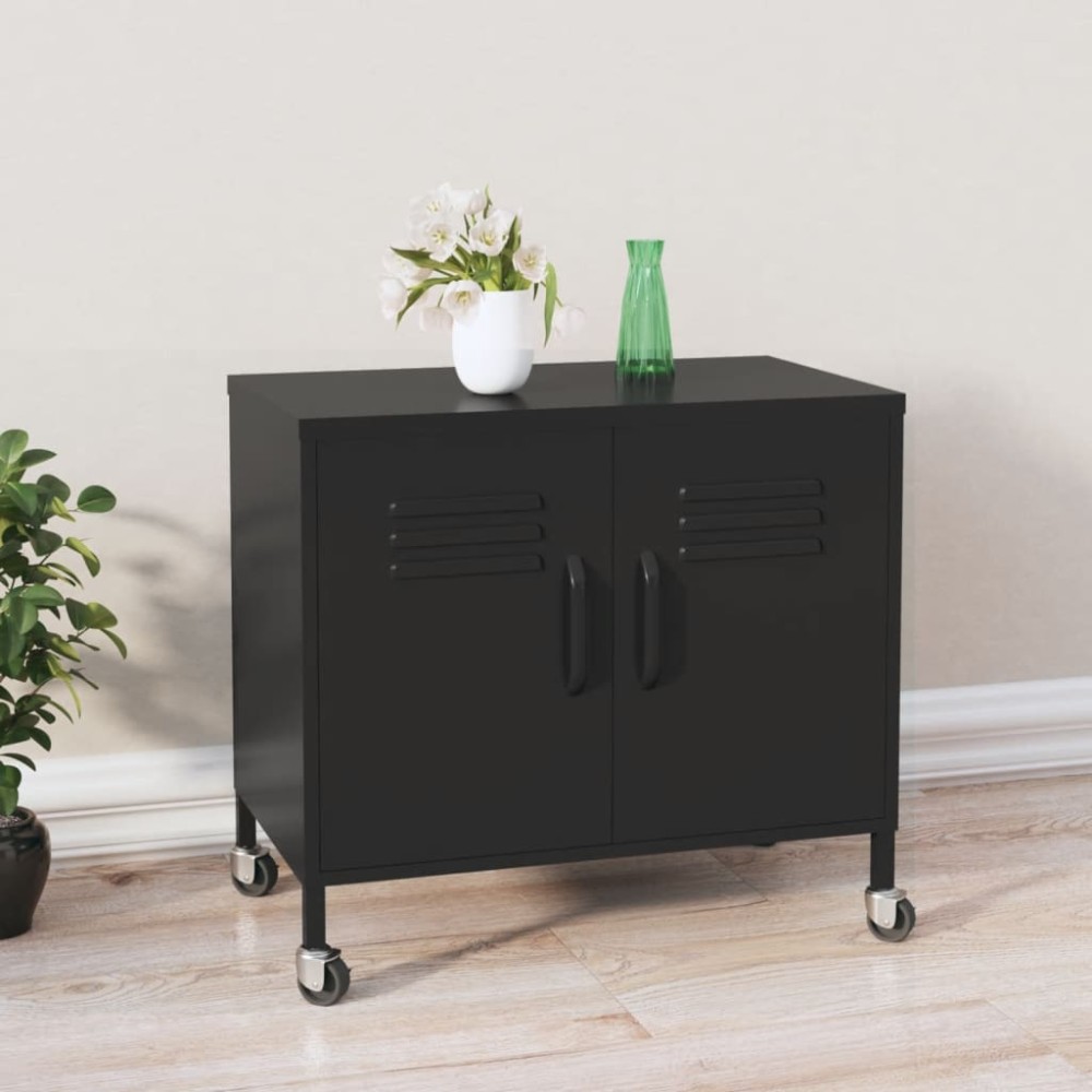vidaXL Ντουλάπι Αποθήκευσης Μαύρο 60x35x56cm από Ατσάλι 1 τεμ.