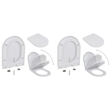 vidaXL Καλύμματα Λεκάνης με Μηχανισμό Soft Close 2 τεμ. Λευκά Πλαστικά