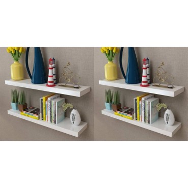 vidaXL Ράφια Τοίχου 4 τεμ. Λευκά 80x20x3,8cm