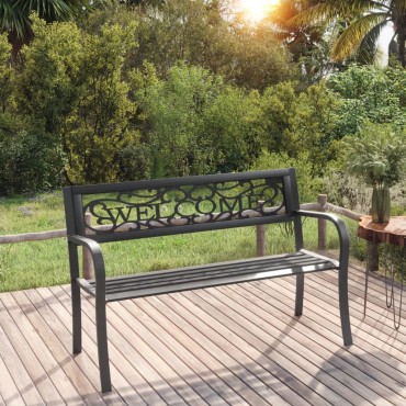 vidaXL Παγκάκι Κήπου Μαύρο Ατσάλινο 125x53x77cm 1 τεμ.