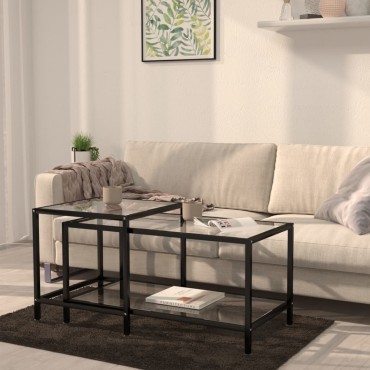 vidaXL Τραπεζάκια 2 τεμ. Διάφανα από Ψημένο Γυαλί (S): 50x45x50cm