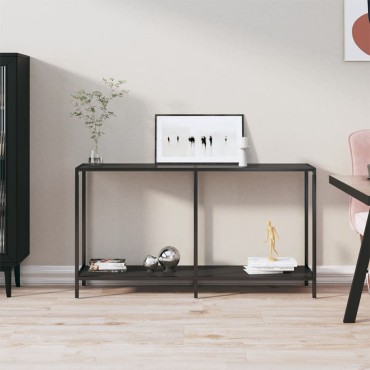 vidaXL Τραπέζι Κονσόλα Μαύρο 140x35x75,5cm από Ψημένο Γυαλί 1 τεμ.