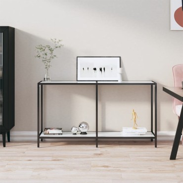 vidaXL Τραπέζι Κονσόλα Λευκό 140x35x75,5cm από Ψημένο Γυαλί 1 τεμ.