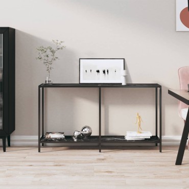 vidaXL Τραπέζι Κονσόλα Μαύρο 140x35x75,5cm από Ψημένο Γυαλί 1 τεμ.