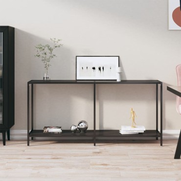 vidaXL Τραπέζι Κονσόλα Μαύρο 160x35x75,5cm από Ψημένο Γυαλί 1 τεμ.