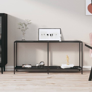 vidaXL Τραπέζι Κονσόλα Μαύρο 160x35x75,5cm από Ψημένο Γυαλί 1 τεμ.