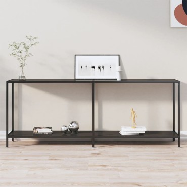 vidaXL Τραπέζι Κονσόλα Μαύρο 200x35x75,5cm από Ψημένο Γυαλί 1 τεμ.