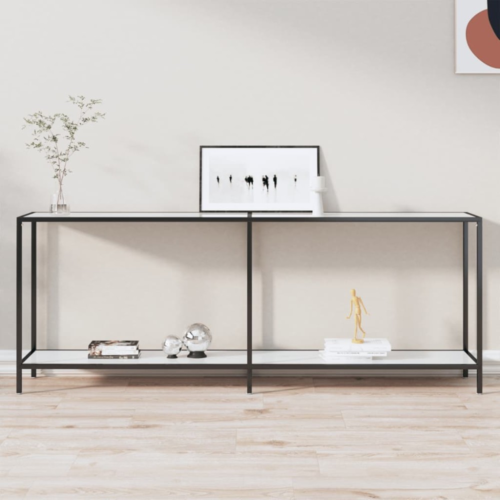 vidaXL Τραπέζι Κονσόλα Λευκό 200x35x75,5cm από Ψημένο Γυαλί 1 τεμ.