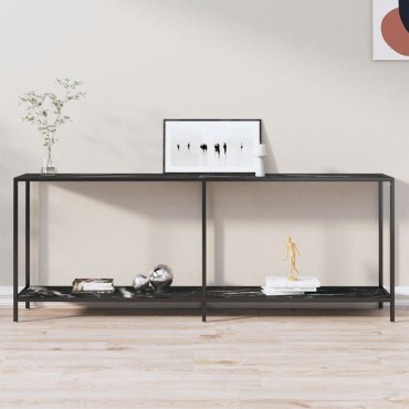 vidaXL Τραπέζι Κονσόλα Μαύρο 200x35x75,5cm από Ψημένο Γυαλί 1 τεμ.