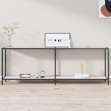 vidaXL Τραπέζι Κονσόλα Λευκό 220x35x75,5cm από Ψημένο Γυαλί 1 τεμ.